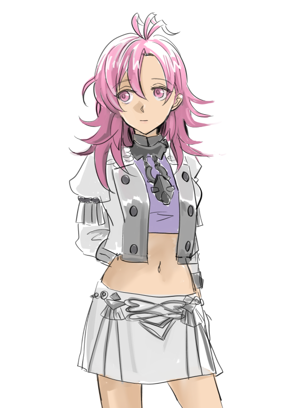 1girl ahoge dark-skinned_female dark_skin donkuma_kakusei facing_viewer fire_emblem fire_emblem:_three_houses garreg_mach_monastery_uniform hapi_(fire_emblem) looking_to_the_side navel nintendo red_eyes red_hair skirt solo upper_body