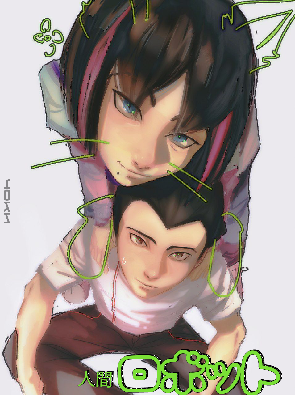 1boy 1girl animal_ears animal_hands atom_(tetsuwan_atom) cat_ears cat_paws cora_(tetsuwan_atom) couple highres ichodai looking_at_viewer picture_frame robot selfie short_hair tagme tetsuwan_atom tetsuwan_atom_(2009)