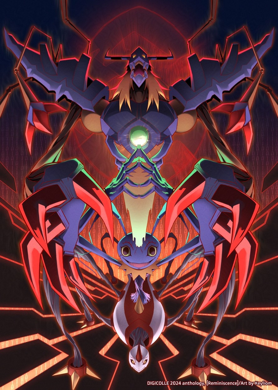 claws diablomon digimon digimon_(creature) highres horns hrons infermon kermaon sharp_teeth teeth yellow_eyes