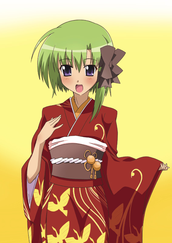 00s green_hair japanese_clothes kimono paopa_ship purple_eyes shigure_asa short_hair shuffle! solo