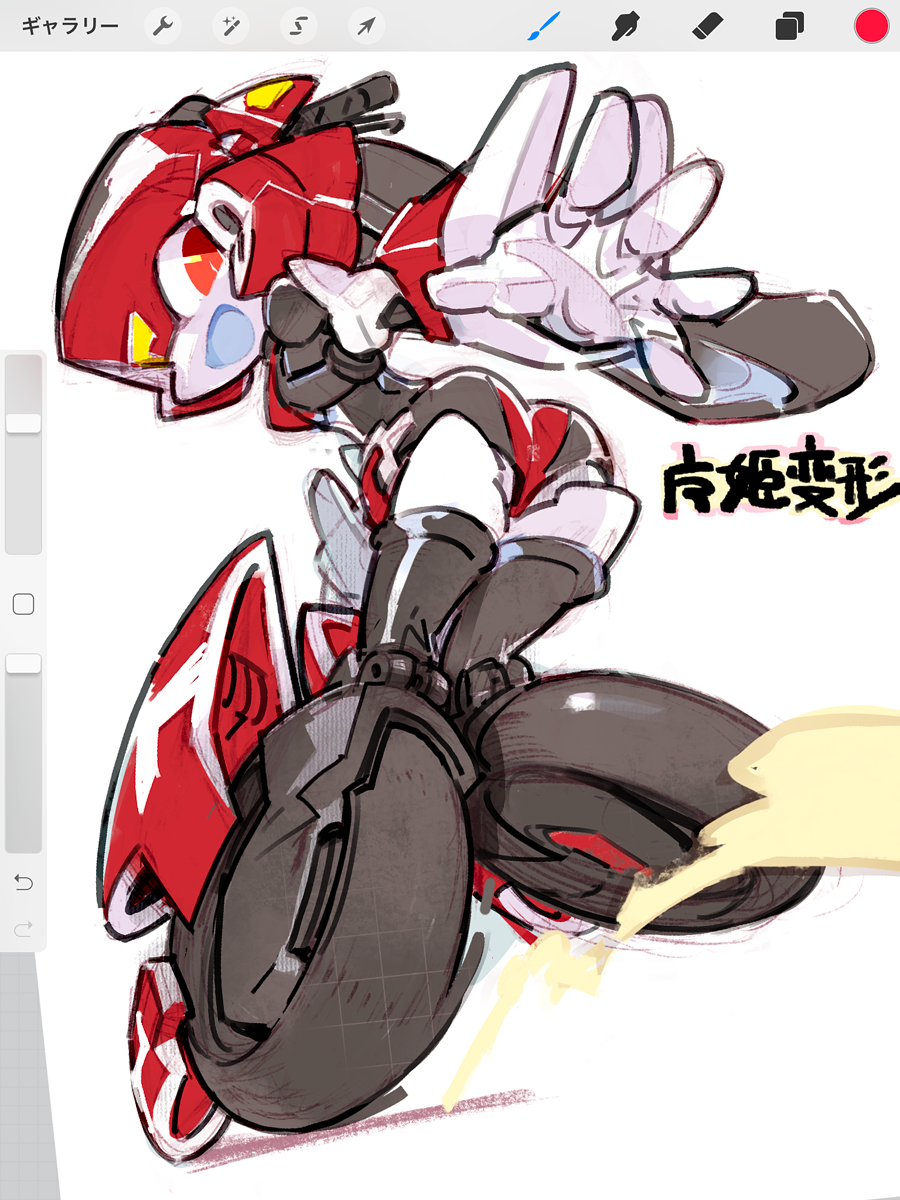 1girl amiami ass clothed_robot hair_wings highres humanoid_robot magic_henshin mecha_musume mechanical_hair open_mouth panties red_eyes red_panties robot robot_girl roller_skates scarlet_sonic skates solo underwear wheel