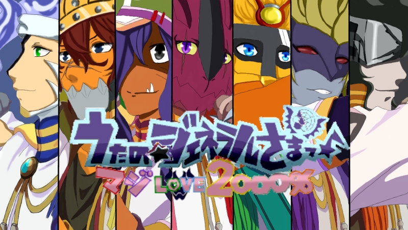 apollomon armor big_death-stars black_hair death_generals digimon digimon_(creature) dorbickmon dragon_boy fang gravimon hat mask neovamdemon olegmon smile splashmon zamielmon