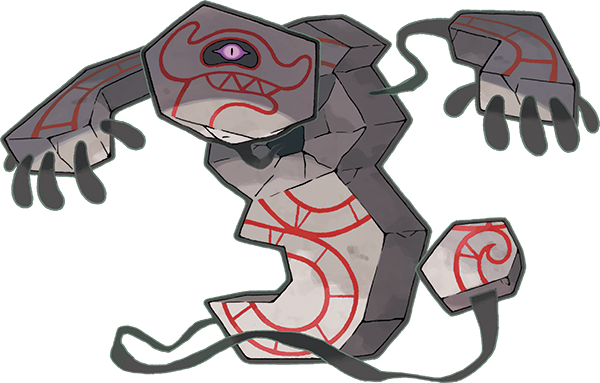 artist_request full_body gen_8_pokemon nintendo no_humans official_art pokemon pokemon_(creature) pokemon_focus pokemon_swsh purple_eyes runerigus slit_pupils solo third-party_source transparent_background