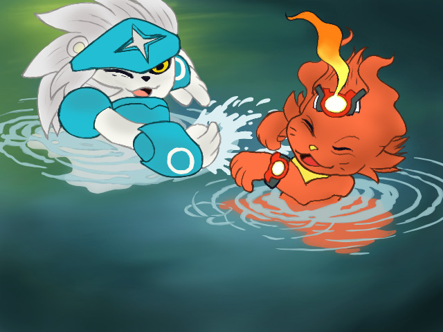coronamon digimon disney disneymonredraw_(meme) spadamon swimming tagme water