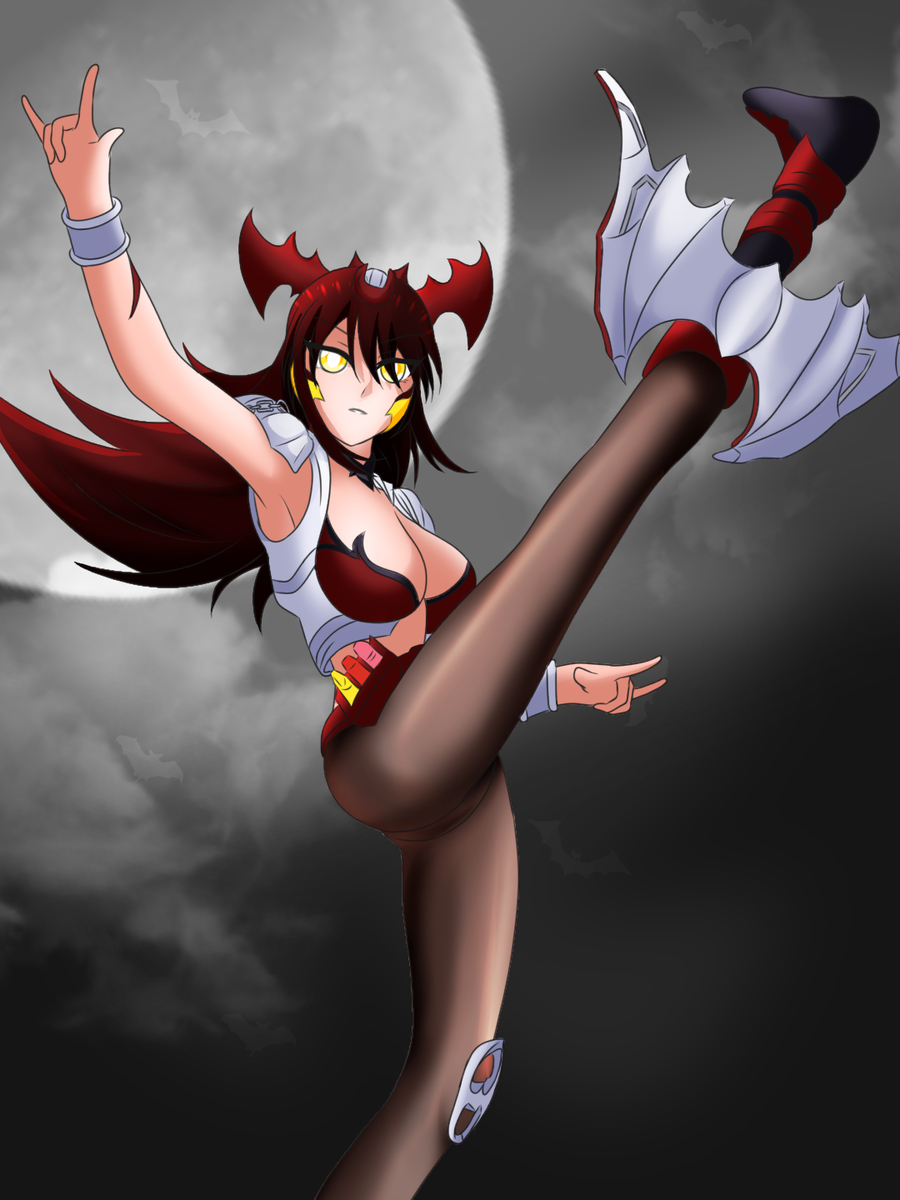 breasts female grey_sky kamen_rider kamen_rider_kiva_(series) moon panties personification rider_kick sky tokusatsu underwear