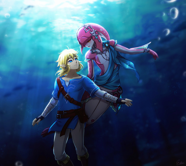 day esther_shen fantasy link loz mipha nintendo nintendo_switch pointy_ears self-upload the_legend_of_zelda