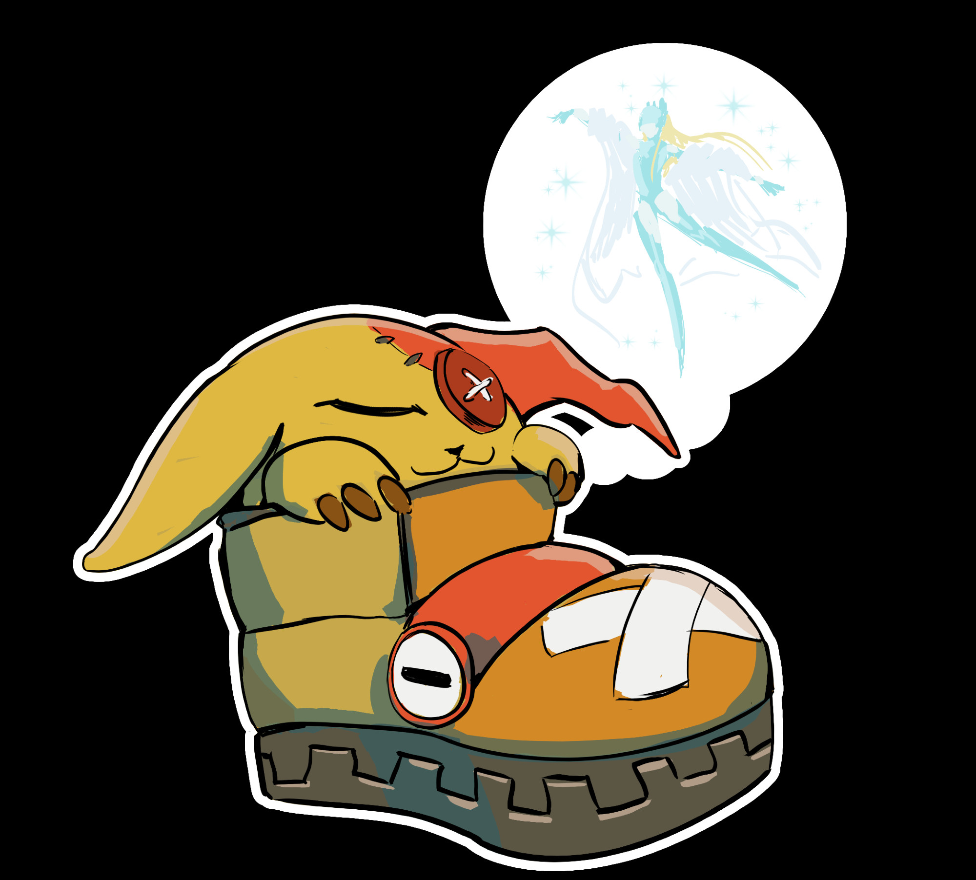 cendrillmon closed_eyes digimon digimon_(creature) dreaming shoemon sleeping
