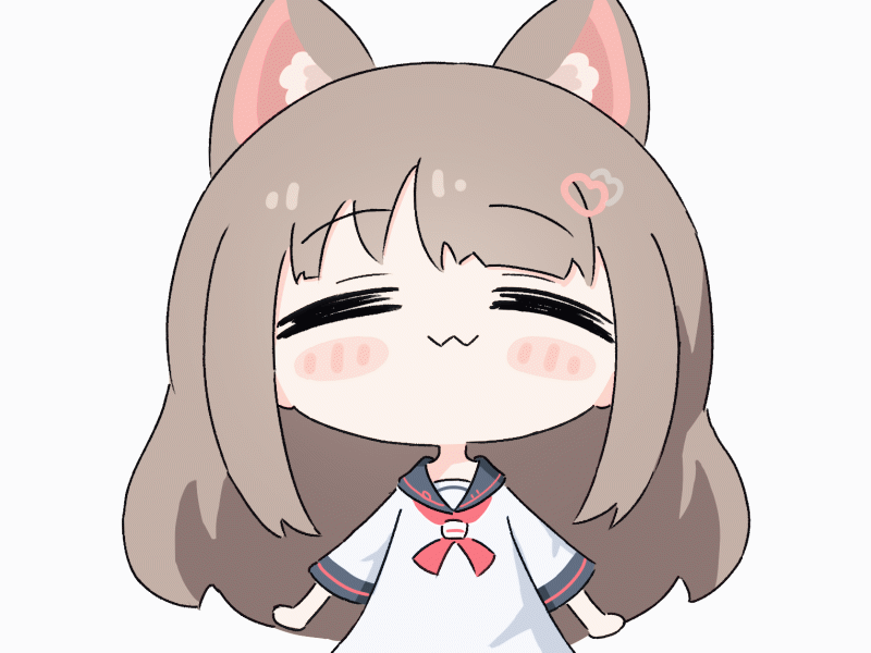 1girl ai-chan_(misskey.io) animal_ear_fluff animal_ears animated animated_gif blue_sailor_collar blush_stickers brown_hair cat_ears cat_girl chibi chibi_only closed_eyes closed_mouth commentary_request extra_ears facing_viewer long_hair misskey.io neckerchief open_mouth red_neckerchief sailor_collar sailor_shirt shirt simple_background solo umihio white_background white_shirt