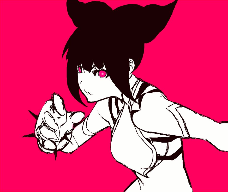 1girl animated animated_gif baggy_pants bracelet breasts chinese_clothes crop_top detached_sleeves drill_hair dudou fingerless_gloves gloves greyscale greyscale_with_colored_background halterneck han_juri jankojaro jewelry midriff monochrome navel pants pink_background pink_eyes roundhouse_kick sideboob solo spiked_bracelet spikes