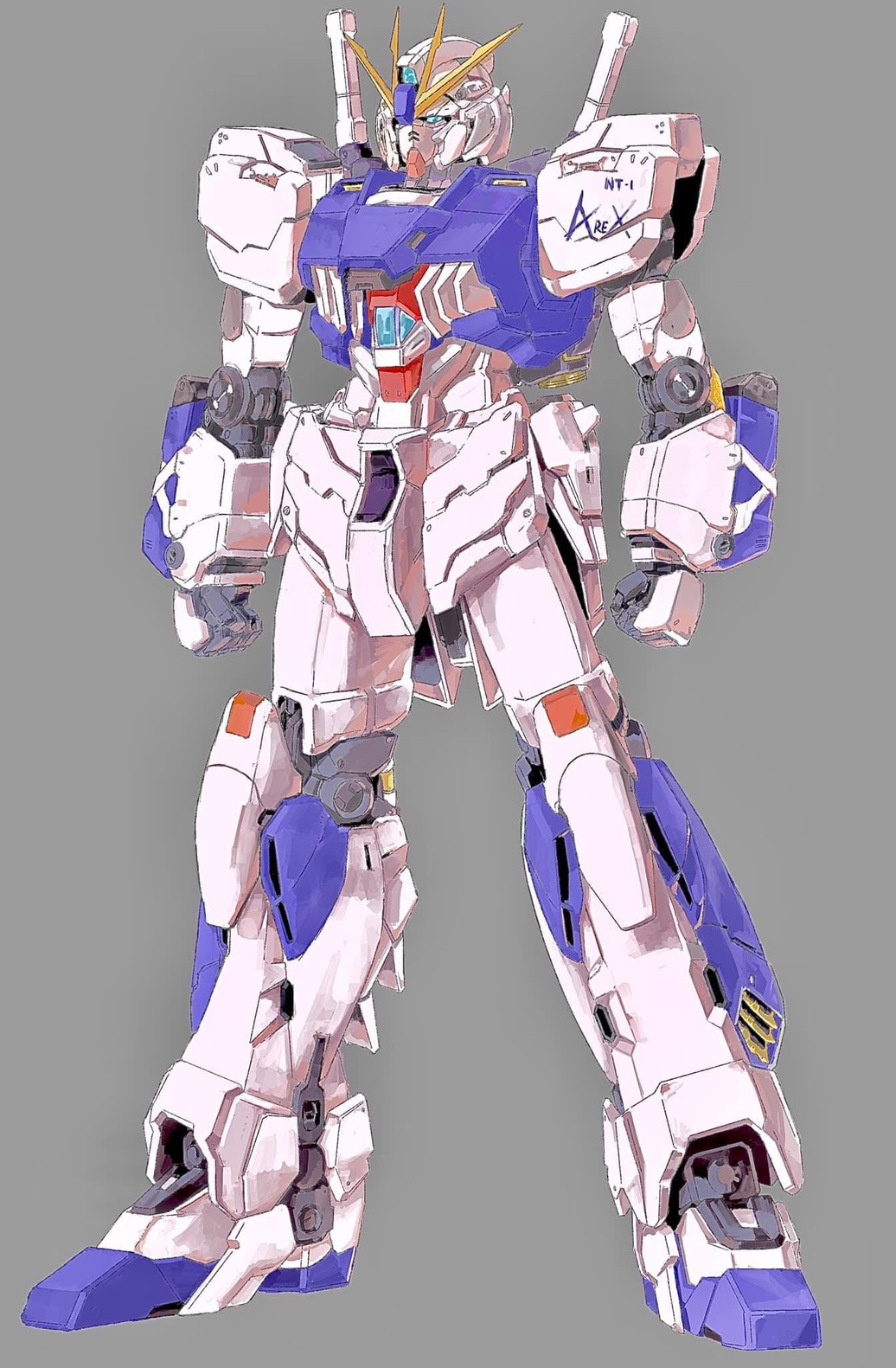 character_name commentary_request grey_background gundam gundam_0080 gundam_alex highres kajino_kotaro machinery mecha mecha_focus mobile_suit no_humans oekaki robot roundel science_fiction sketch v-fin