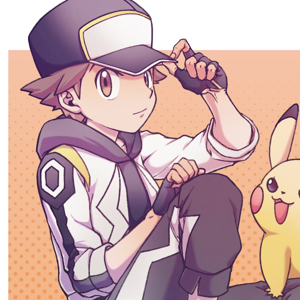 1boy brown_eyes brown_hair ca_pkmn gen_1_pokemon hat hat_tip male_focus md5_mismatch nintendo pikachu pokemon pokemon_masters_ex red_(pokemon) red_(sygna_suit)_(thunderbolt)_(pokemon)