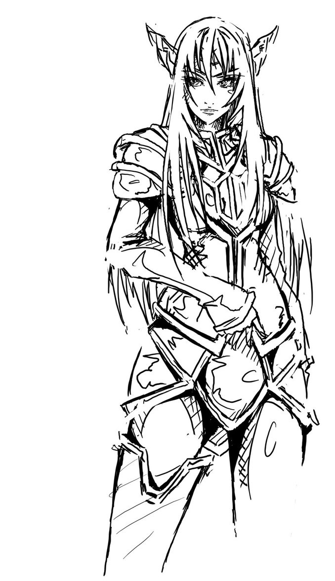 1girl agacross armor female_focus game_console gloves long_hair rose_(dragoon) sketch skirt solo the_legend_of_dragoon