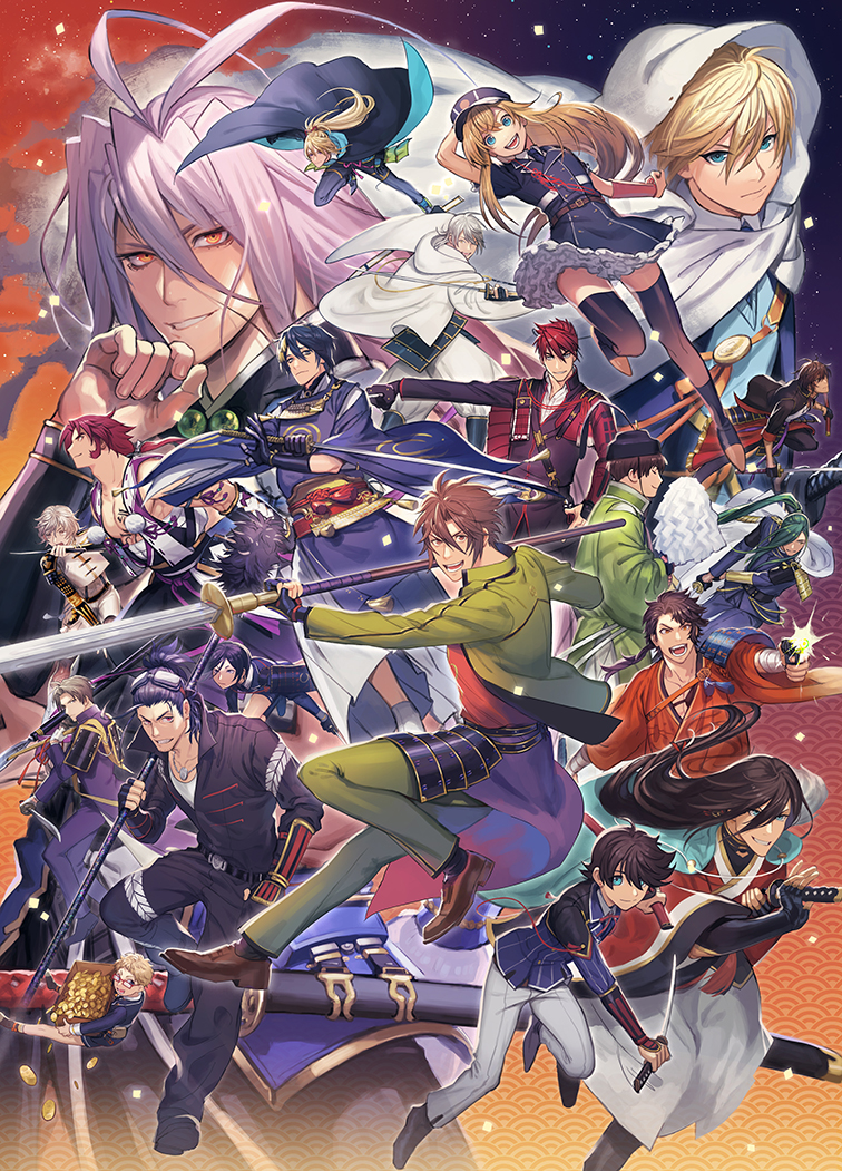 10s 6+boys armor black_gloves black_hair black_legwear blonde_hair blue_eyes blue_hair brown_hair cape coin dress glasses gloves gohei green_hair gun hakama hakama_skirt hakata_toushirou handgun hat heshikiri_hasebe hood horikawa_kunihiro ishikirimaru izumi-no-kami_kanesada japanese_armor japanese_clothes jinkichi katana kouryuu_kagemitsu long_sideburns male_focus midare_toushirou mikazuki_munechika monoyoshi_sadamune multiple_boys mutsu-no-kami_yoshiyuki nihongou_(touken_ranbu) nikkari_aoe ookanehira_(touken_ranbu) ookurikara open_mouth otegine petals polearm ponytail purple_eyes purple_hair red_eyes red_hair revolver seigaiha sengo_muramasa_(touken_ranbu) short_sword shorts shoulder_armor sideburns skirt smile sode spear sword tantou thighhighs tonbokiri_(touken_ranbu) touken_ranbu trap tsurumaru_kuninaga wakizashi weapon white_gloves white_hair yagen_toushirou yamanbagiri_kunihiro yari yellow_eyes