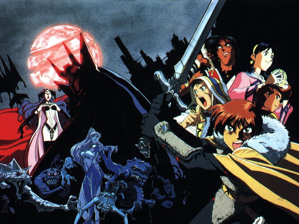 3boys 4girls alex_noah blue_hair game_arts ghaleon headband jessica_de_alkirk kubooka_toshiyuki kyle_(lunar) luna_noah lunar lunar:_the_silver_star magic_emperor_(lunar) markings mia_ausa multiple_boys multiple_girls nash_rumack official_art official_wallpaper ponytail sword vile_tribe weapon xenobia