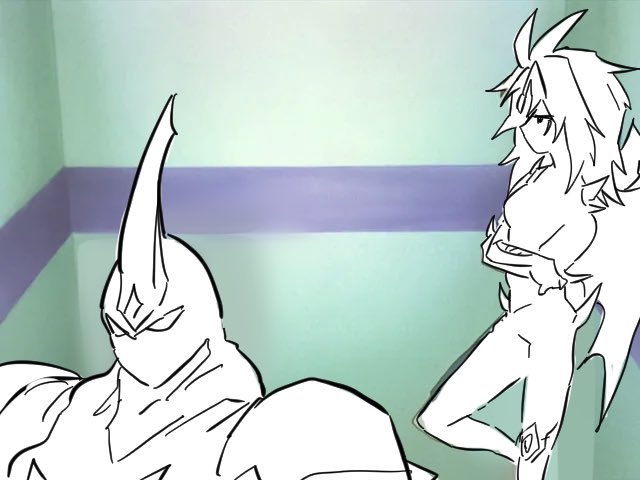 artist_request crossed_arms demon_wings duel_monster elemental_hero_neos elevator expressionless horns indoors meme meme_attire neon_genesis_evangelion no_humans parody spiked_hair standing wings yu-gi-oh! yu-gi-oh!_gx yubel