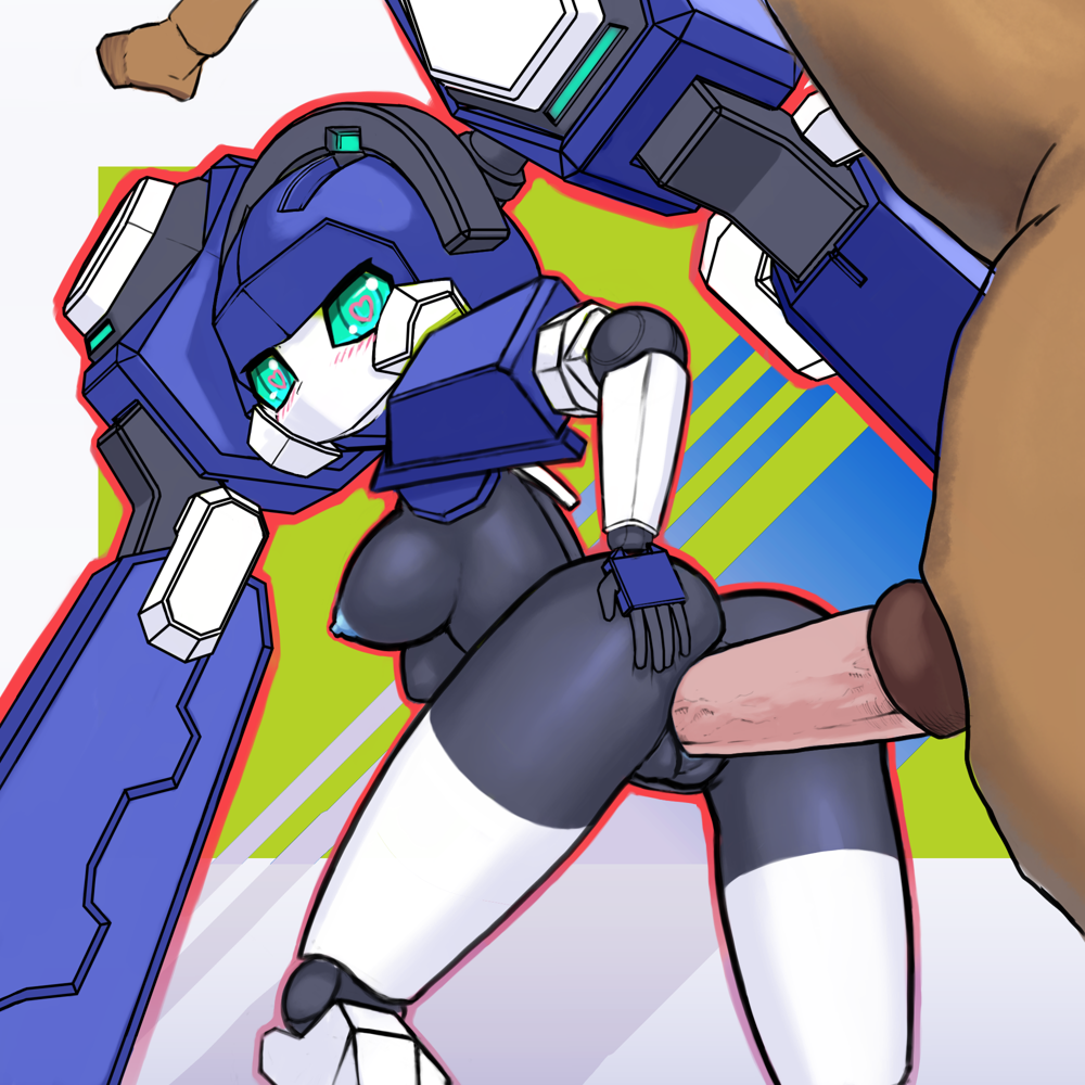 animal_penis bestiality blazermate blue_nipples colored_nipples horse_penis joints large_insertion large_penis medarot nepgalle penis robot_girl robot_joints robot_sex