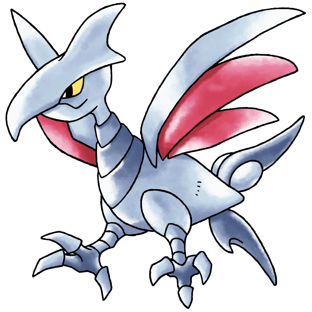 bird black_eyes closed_mouth colored_sclera colored_skin derivative_work flying full_body gen_2_pokemon grey_skin grey_tail grey_wings looking_ahead midair nintendo no_humans official_style pink_wings pokemon pokemon_(creature) pokemon_focus pokemon_gsc_(prototype) prototype_design raciebeep simple_background skarmory solo sugimori_ken_(style) tachi-e talons transparent_background watercolor_effect wings yellow_sclera yoroidori