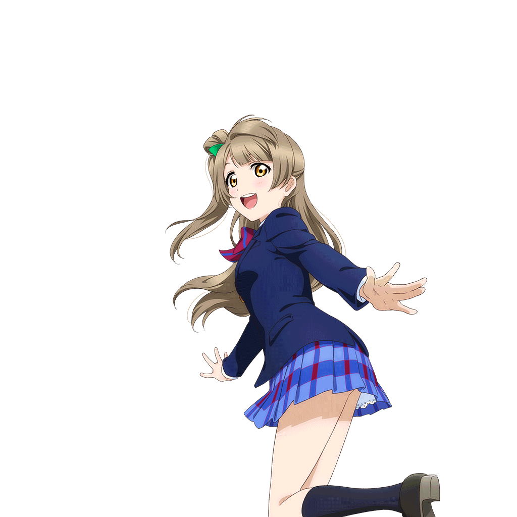 1girl :d anime_coloring black_shoes black_socks blazer blue_jacket blue_skirt blunt_bangs blush bow bowtie brown_hair diagonal-striped_bow diagonal-striped_bowtie diagonal-striped_clothes dress_shirt feet_out_of_frame from_below from_side green_bow hair_bow jacket kneehighs leg_up loafers long_hair long_sleeves looking_at_viewer looking_down looking_to_the_side love_live! love_live!_school_idol_festival love_live!_school_idol_project minami_kotori miniskirt official_art one_side_up open_hands open_mouth otonokizaka_school_uniform outstretched_arms palms petticoat plaid_clothes plaid_skirt pleated_skirt red_bow red_bowtie school_uniform shirt shoes skirt smile socks solo spread_arms spread_fingers standing standing_on_one_leg striped_clothes teeth three_quarter_view transparent_background upper_teeth_only white_shirt winter_uniform yellow_eyes