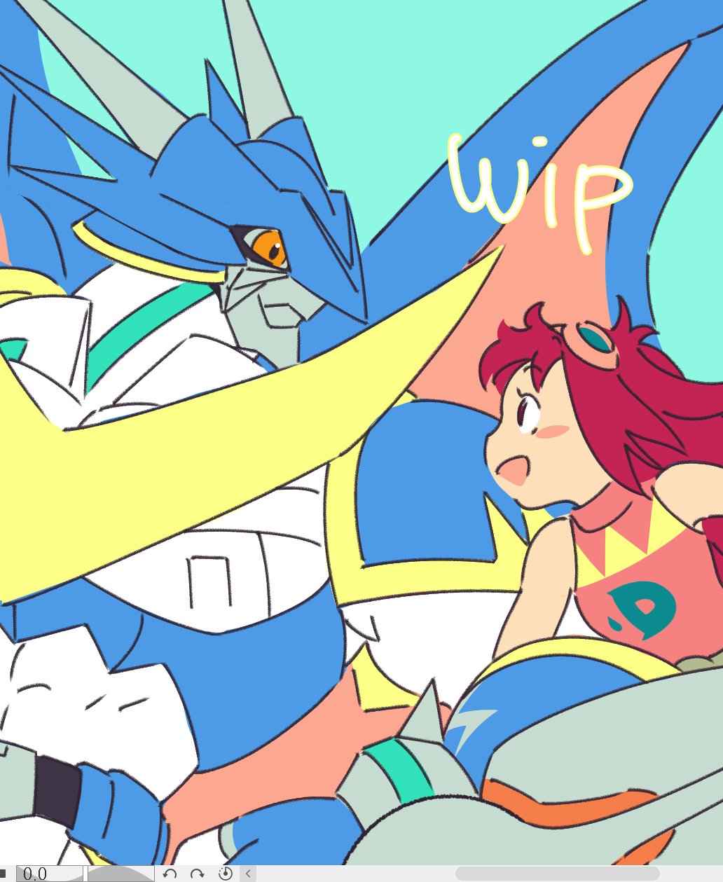 digimon digimon_(creature) highres kizuna_(digimon) looking_at_another muscular muscular_male smile ulforcev-dramon
