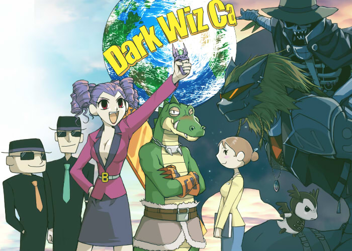 bb_(legendz) brown_hair dandy_(legendz) devour_crocodile_(legendz) drill_hair halca_hepburn hat j1_(legendz) j2_(legendz) legendz legendz_(creature) long_hair necktie ranshiin_(legendz) short_hair skeleton skeleton_(legendz) soumu-san sunglasses wings