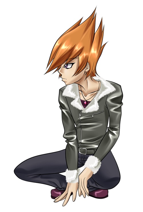 1boy jewelry male_focus necklace orange_hair purple_eyes shingetsu_rei sitting solo vector_(yu-gi-oh!) yu-gi-oh!
