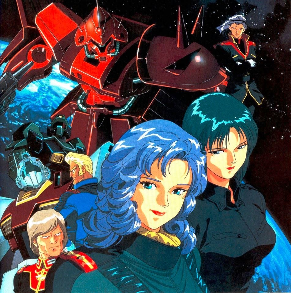 1980s_(style) 1990s_(style) 2girls 3boys angry beam_rifle ben_wooder blue_eyes blue_hair brown_hair buran_blutarch cable crossed_arms earth_(planet) energy_gun gm_ii green_hair gundam hairband kitazume_hiroyuki looking_at_viewer looking_back marasai mecha_pilot_suit military_uniform mouar_pharaoh multiple_boys multiple_girls nebula nemo_(mobile_suit) official_art oldschool one-eyed paptimus_scirocco planet pompadour promotional_art purple_hair retro_artstyle rosamia_badam scan serious shoulder_spikes spikes star_(sky) titans_(gundam) traditional_media weapon zeta_gundam