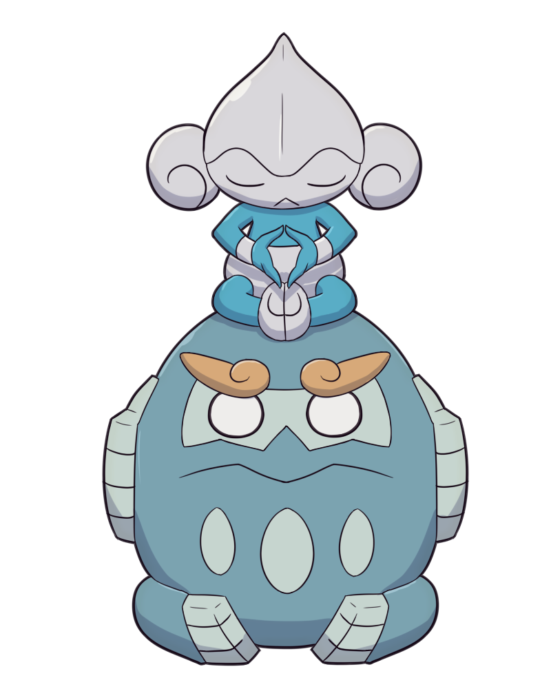 closed_eyes darmanitan darmanitan_(zen) facing_viewer gen_3_pokemon gen_5_pokemon meditation meditite nintendo no_humans pokemon pokemon_(creature) siegfried_(4chan) sitting