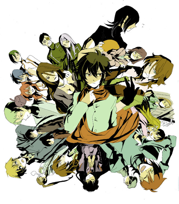 00s 6+boys 6+girls :d ali_al-saachez allelujah_haptism armor bad_id bad_pixiv_id black_hair brother_and_sister brothers brown_hair everyone evil_smile expressionless full_armor gauntlets gomosawa graham_aker green_hair gundam gundam_00 haro johann_trinity kati_mannequin kinue_crossroad lockon_stratos long_hair long_sleeves looking_at_viewer louise_halevy marina_ismail michael_trinity multiple_boys multiple_girls nena_trinity open_mouth patrick_colasour saji_crossroad sergei_smirnov setsuna_f._seiei short_hair siblings simple_background smile soma_peries standing sumeragi_lee_noriega teeth tieria_erde very_long_hair wang_liu_mei white_background