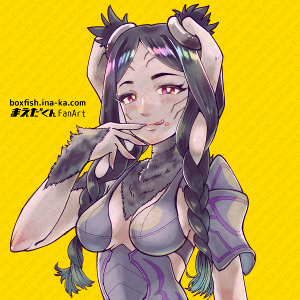 1girl animal_ears armor braid breasts brown_fur cleavage_cutout clothing_cutout facial_mark fire_emblem fire_emblem_awakening hair_around_ear maedakun medium_breasts nintendo panne_(fire_emblem) purple_armor rabbit_ears rabbit_girl red_eyes solo taguel twin_braids upper_body