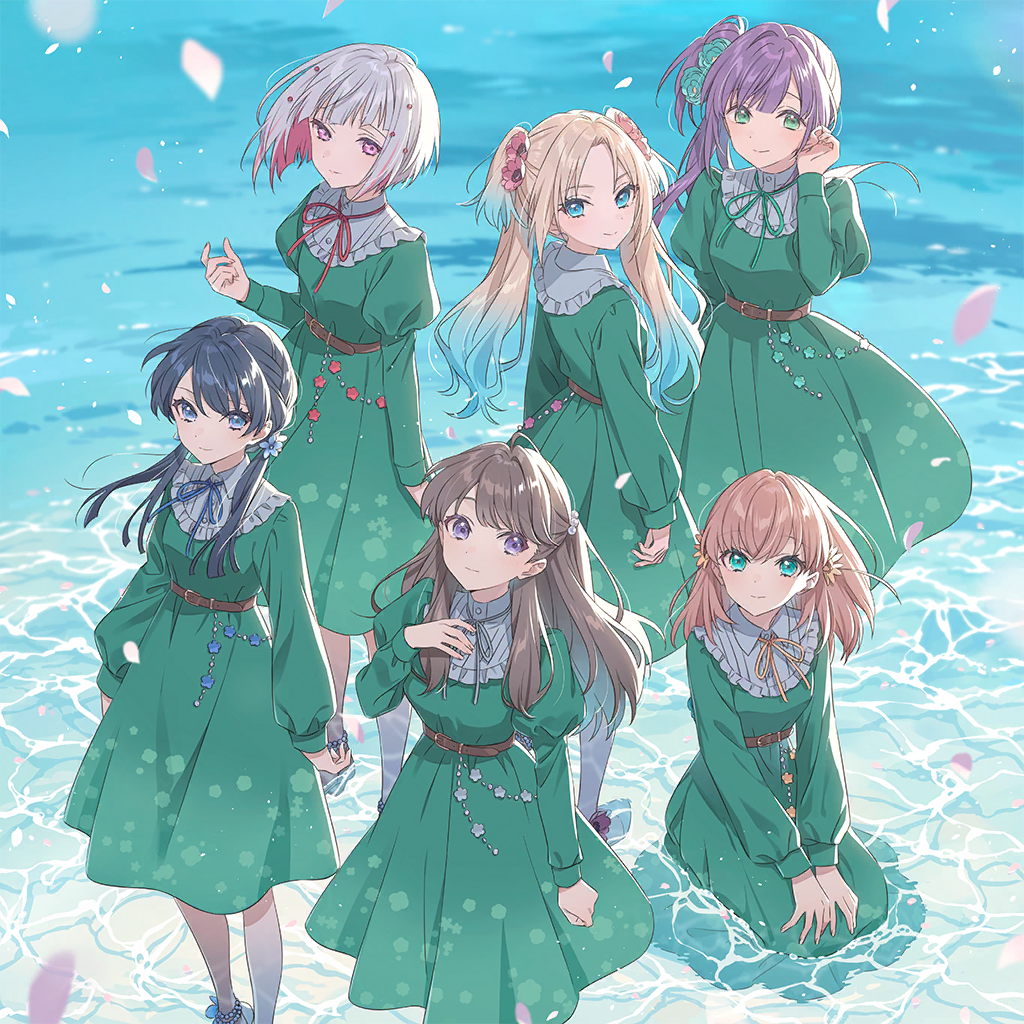 6+girls album_cover aqua_eyes arm_at_side arms_at_sides belt blonde_hair blue_eyes blue_flower blue_hair blue_ribbon blunt_bangs breasts brown_belt brown_hair closed_mouth collared_dress colored_inner_hair cover crossed_bangs dakishimeru_hanabira dark_blue_hair diagonal_bangs dress flower footwear_flower fujishima_megumi game_cg gradient_hair green_eyes green_flower green_ribbon grey_hair grey_ribbon group_name hair_flower hair_ornament hand_on_own_chest hand_on_own_ear hand_up hands_on_lap hechima_(issindotai) hinoshita_kaho juliet_sleeves light_blue_hair link!_like!_love_live! long_hair long_sleeves looking_at_viewer looking_back love_live! low_twintails medium_breasts medium_hair multicolored_hair multiple_girls murano_sayaka neck_ribbon non-web_source official_art orange_flower orange_hair osawa_rurino otomune_kozue parted_bangs puffy_long_sleeves puffy_sleeves purple_eyes purple_hair red_eyes red_flower red_hair red_ribbon ribbon seiza short_hair side_ponytail sidelocks sitting sitting_on_liquid small_breasts smile song_name standing streaked_hair swept_bangs textless_version twintails two-tone_hair two_side_up virtual_youtuber wading yellow_ribbon yugiri_tsuzuri