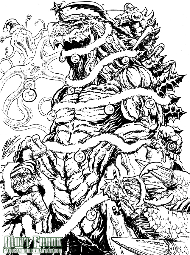 alien candy candy_cane christmas dagahra dogora dragon food giant giant_monster godzilla godzilla:_planet_of_the_monsters godzilla_(series) godzilla_earth hat hedorah kaiju kamacuras matt_frank monochrome monster muscular orga_(godzilla) polygon_pictures praying_mantis santa_hat sea_monster tentacles toho