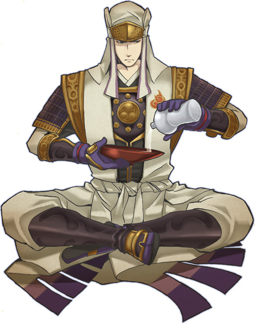 alcohol armor bottle choko_(cup) crossed_legs cup hakama headdress japanese_clothes sake sake_bottle sengoku_musou sitting uesugi_kenshin