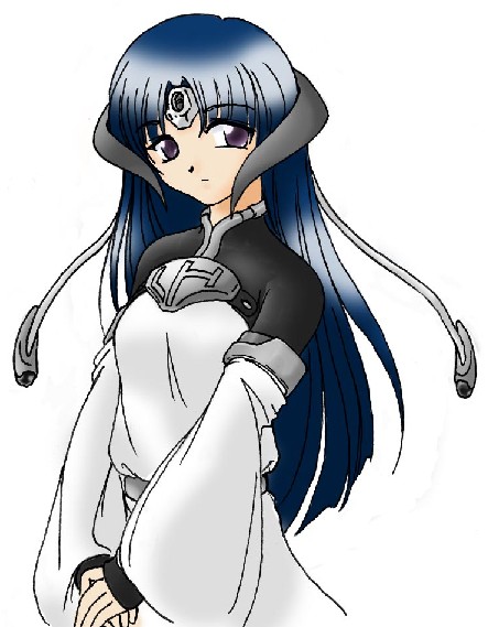 1girl blue_hair closed_mouth female_focus horns long_sleeves longhorn looking_at_viewer os-tan own_hands_together parted_bangs purple_eyes simple_background smile solo v_arms white_background