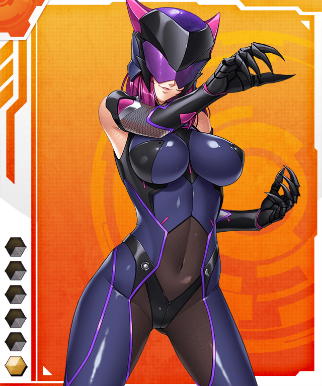 1girl armor breastplate breasts card_(medium) character_request curvy female_focus full_armor helmet kagami_hirotaka large_breasts leotard lilith-soft pink_hair purple_hair smile solo standing taimanin_(series) taimanin_asagi_battle_arena_all_card_gallery taimanin_asagi_kessen_arena taimanin_asagi_zero