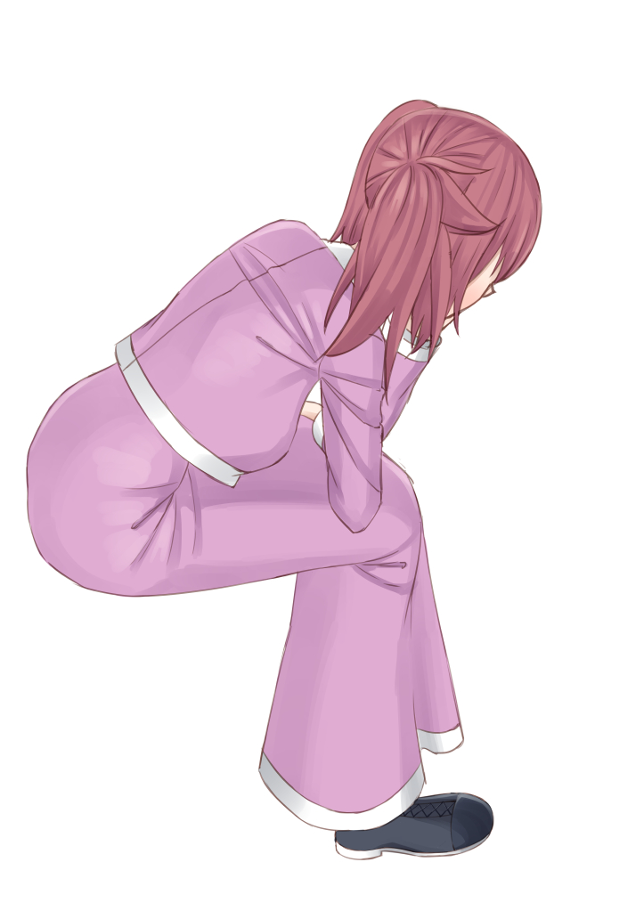 1girl amanchu! commentary_request easy_(aqk7bdqt) female_focus full_body head_rest ninomiya_ai red_hair school_uniform shoes simple_background sitting solo white_background