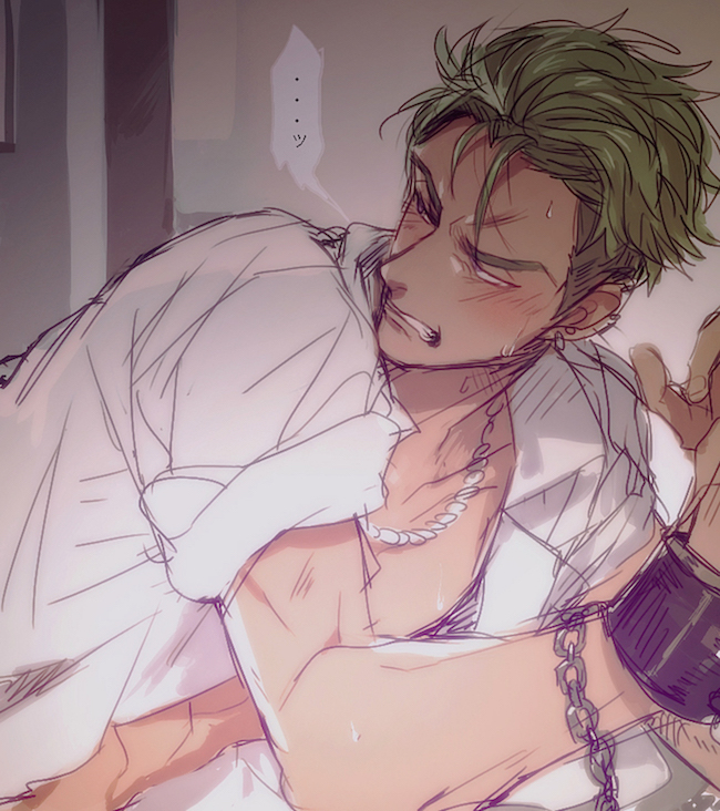 1boy 5_(femfamme) abs anal blush green_hair king_of_prism king_of_prism_by_prettyrhythm male_focus male_penetrated muscular pectorals piercing pretty_rhythm pretty_series restrained sweat tagme undressing wince yamato_alexander yaoi