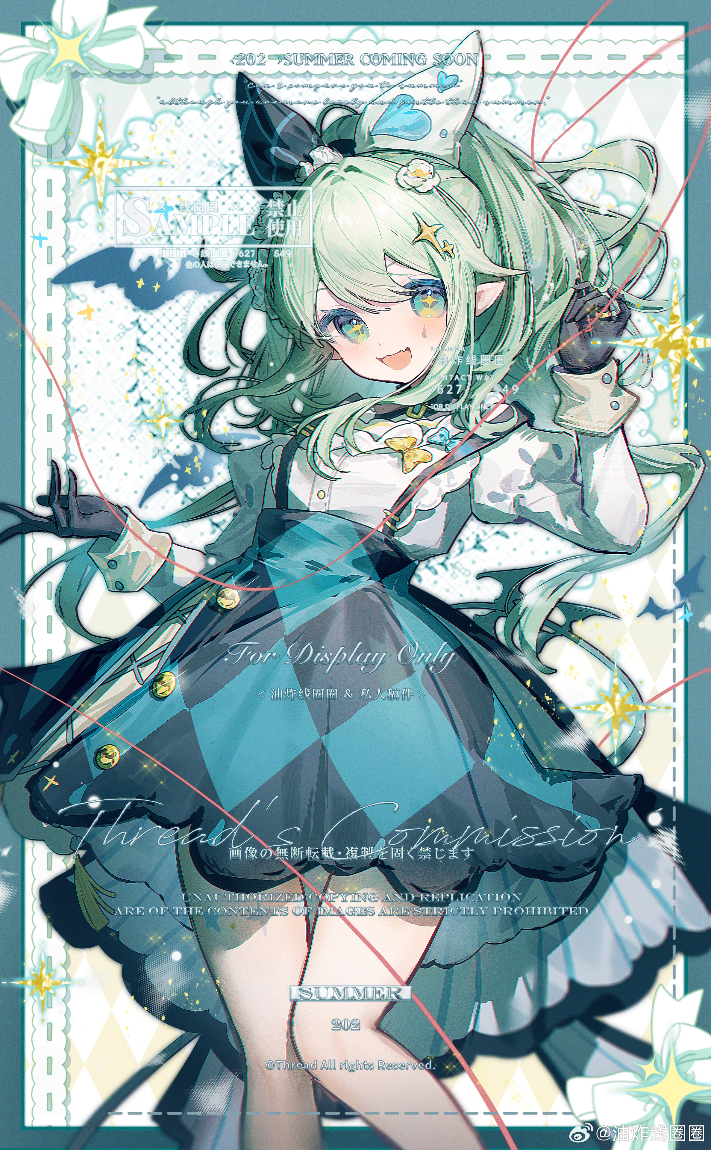 1girl absurdres animal_ear_fluff animal_ears animal_hands apron black_dress blue_bow blush bow bowtie breasts brooch cat_ears cleavage cleavage_cutout clothing_cutout dress english_text fang frilled_dress frills gloves grey_eyes grey_hair hair_between_eyes hair_ornament hairclip hand_up heart highres jewelry large_breasts long_hair long_sleeves looking_at_viewer maid_headdress open_mouth original paw_gloves puffy_sleeves solo speech_bubble spoken_heart very_long_hair waist_apron youzha_xian_quanquan