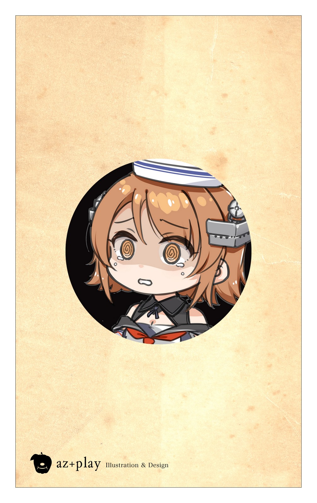1girl ? @_@ aka_ringo black_sailor_collar brown_eyes brown_hair commentary_request dixie_cup_hat flipped_hair hat highres kantai_collection military_hat neckerchief red_neckerchief richard_p._leary_(kancolle) sailor_collar shaded_face short_hair solo upper_body white_hat