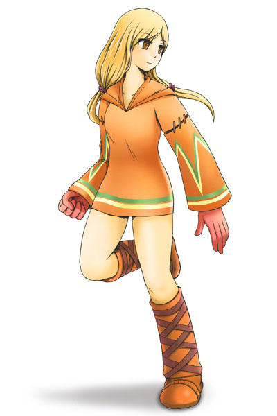 1girl blonde_hair boots breasts brown_eyes female_focus final_fantasy final_fantasy_tactics full_body geomancer_(fft) gloves long_hair rawza solo twintails white_background