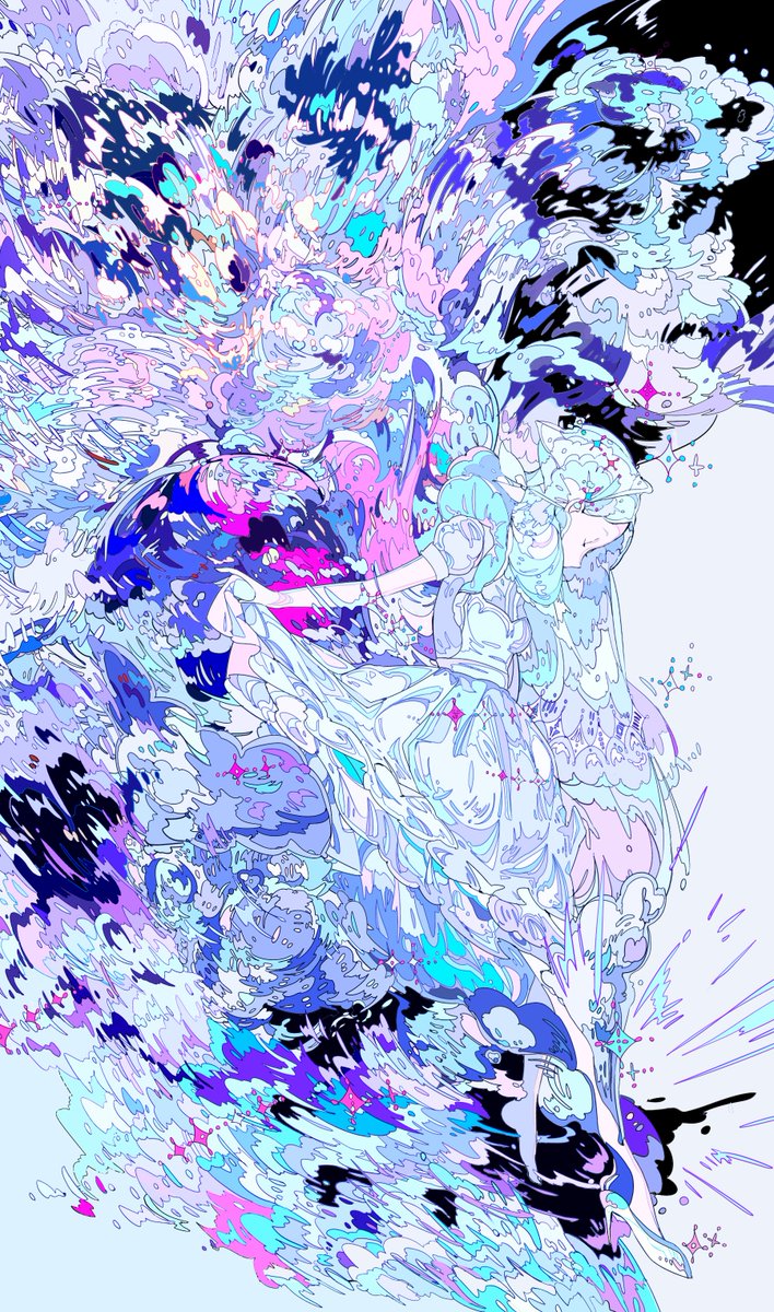 1girl aqua_dress aqua_hair barefoot blue_theme breasts cinderella_(disney_movie) closed_eyes dress facing_down flat_color floating_hair from_side full_body glass_slipper hair_ornament high_heels highres long_hair n79oqc3yja6jlof original outstretched_arm profile puffy_short_sleeves puffy_sleeves shoes short_sleeves single_shoe skirt_hold small_breasts solo sparkle very_long_hair walking waves white_dress