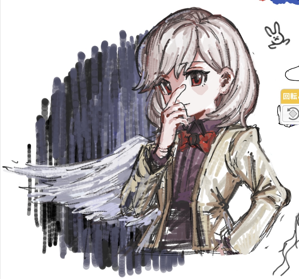 1girl b_nosk101 bow bowtie closed_mouth collared_dress commentary_request dress feathered_wings grey_hair grey_jacket hand_on_own_face hand_on_own_hip hand_up jacket kishin_sagume long_sleeves looking_at_viewer open_clothes open_jacket purple_dress red_bow red_bowtie red_eyes short_hair single_wing smile solo touhou upper_body wings
