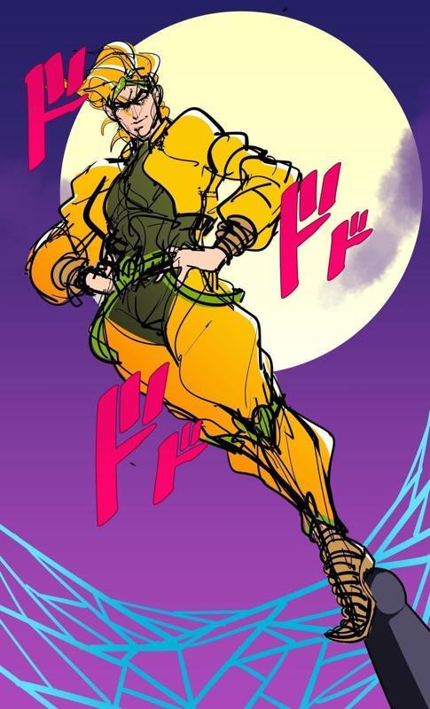 1boy blonde_hair dio_brando earrings jewelry knee_pads male_focus piercing solo tagme watatanza