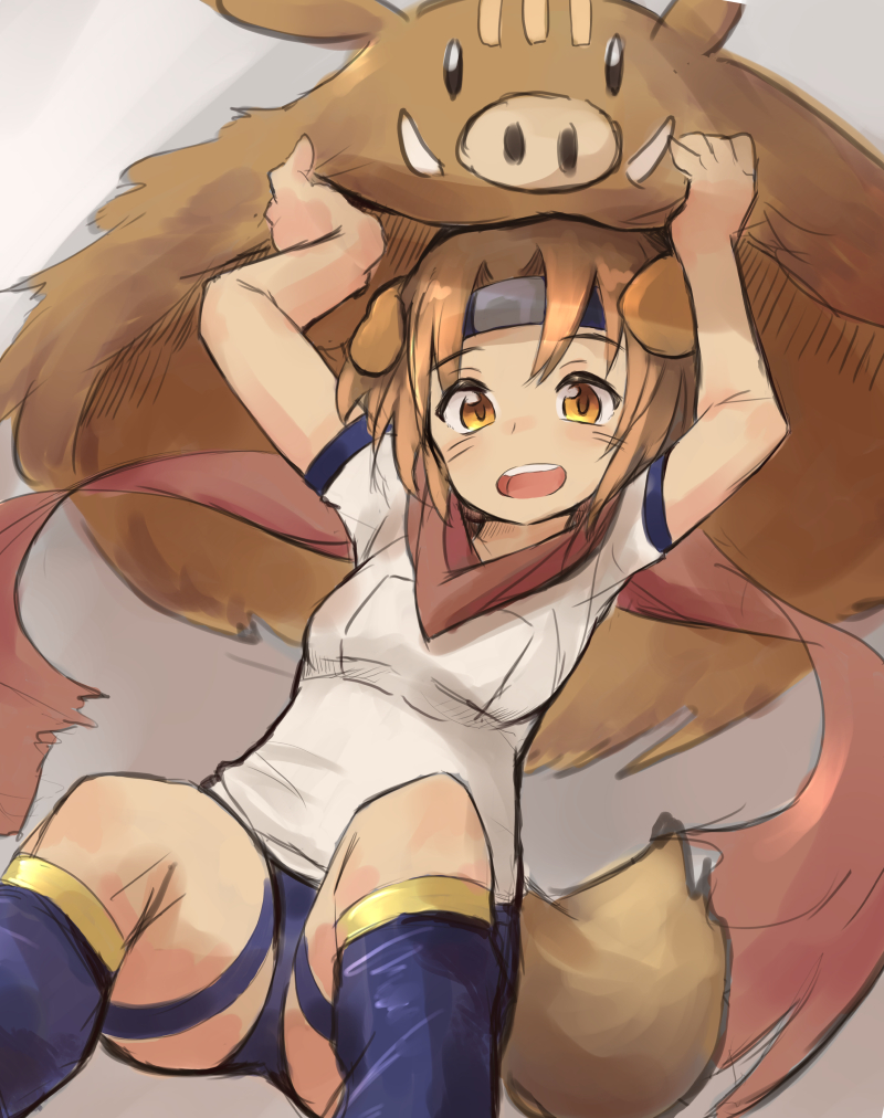 1girl animal_ears aq_interactive arcana_heart arcana_heart_2 arcana_heart_3 artist_request blush boar boots brown_hair dog_ears examu fur konoha_(arcana_heart) looking_at_viewer ninja ninja_headband open_mouth panties pantyshot pelt scarf shirt short_hair sitting smile tail underwear white_shirt yellow_eyes