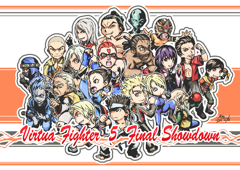 6+boys 6+girls absolutely_everyone bald black_hair blonde_hair blue_eyes blue_hair bodysuit brad_burns braid chibi chinese_clothes copyright_name dark_skin double_bun dural eileen el_blaze everyone facial_hair fighting_stance fingerless_gloves gloves goatee grin hakama hakama_skirt headband high_kick hinogami_goh hood jacky_bryant japanese_clothes jean_kujo jeffry_mcwild kage-maru ken_juurou kicking kimono lau_chan lei-fei lion_rafale luchador luchador_mask mask mexico multiple_boys multiple_girls mustache ninja open_clothes open_shirt pai_chan purple_eyes purple_hair red_eyes sarah_bryant shirt shun_di single_braid skirt smile spiked_hair sumo taka-arashi twin_braids umenokouji_aoi vanessa_lewis virtua_fighter virtua_fighter_5 white_hair wolf_hawkfield wrestling_mask yuki_akira