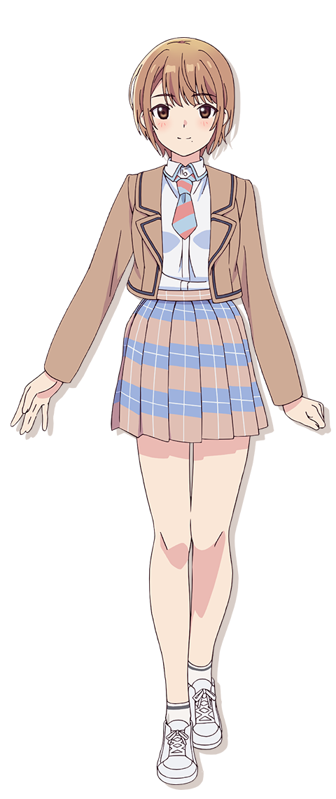 1girl blush breasts brown_eyes brown_hair brown_jacket closed_mouth collared_shirt cropped_jacket diagonal-striped_clothes diagonal-striped_necktie full_body jacket jinguuji_rumi koi_wa_futago_de_warikirenai lapels long_sleeves looking_at_viewer miniskirt mole mole_under_mouth necktie notched_lapels official_art open_clothes open_jacket plaid_clothes plaid_skirt pleated_skirt school_uniform shirt shirt_tucked_in shoes short_hair short_necktie single_horizontal_stripe skirt small_breasts smile sneakers socks solo split_mouth standing striped_clothes swept_bangs tachi-e transparent_background two-tone_necktie two-tone_skirt white_shirt white_shoes white_socks