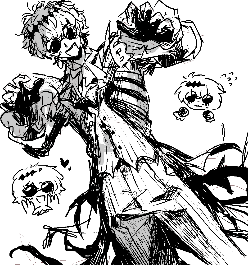 1boy ascot claw_pose coat commentary_request cowboy_shot dutch_angle facing_viewer fuji_den_fujiko greyscale male_focus missing_tooth monochrome round_eyewear short_hair simple_background skully_j._graves solo standing sunglasses twisted_wonderland white_background
