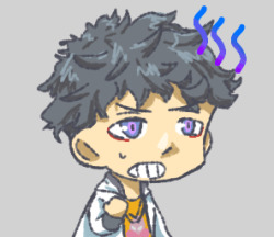 annoyed digimon grey_background kohinata_mayu purple_eyes short_hair simple_background sticker