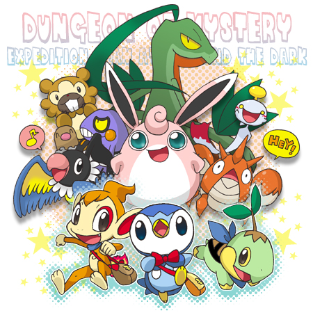 bag bidoof chatot chimchar chimecho colored_sclera colored_skin corphish croagunk diglett gen_1_pokemon gen_3_pokemon gen_4_pokemon green_skin grovyle ki_(mona) looking_at_viewer lowres messenger_bag nintendo open_mouth pincers piplup pokemon pokemon_mystery_dungeon pokemon_mystery_dungeon:_explorers_of_time/darkness/sky shoulder_bag smile star_(symbol) turtwig wigglytuff wings yellow_sclera