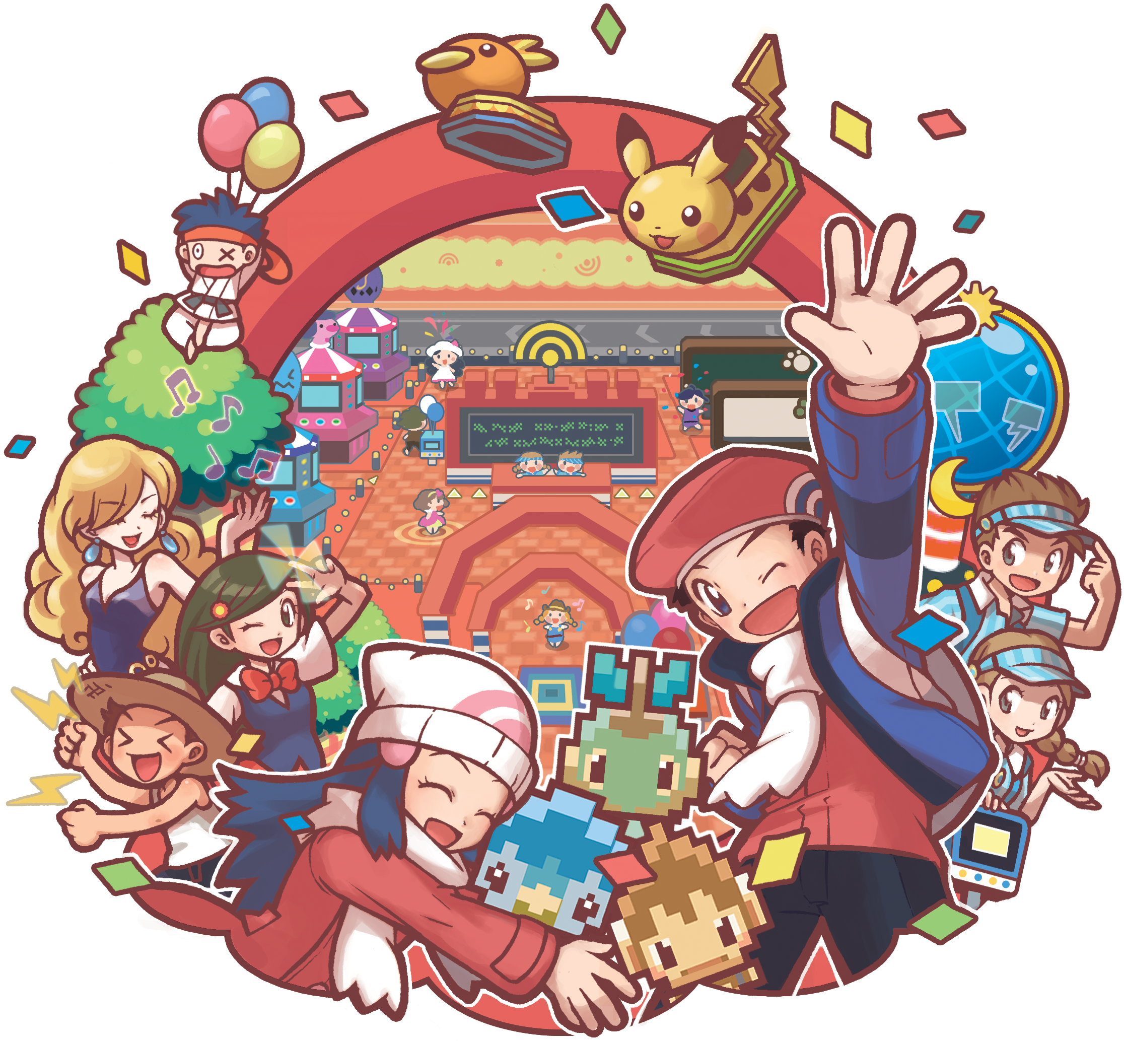 >_< 6+boys 6+girls :d ^_^ artist_request beanie beauty_(pokemon) black_belt_(pokemon) blonde_hair blue_shirt bow bowtie breasts bug_catcher_(pokemon) chimchar closed_eyes counter cowboy_hat cowgirl_(pokemon) cowgirl_(western) curly_hair dawn_(pokemon) dress dual_persona gen_1_pokemon gen_2_pokemon gen_3_pokemon gen_4_pokemon green_hair happy hat highres hug idol_(pokemon) indoors lady_(pokemon) lass_(pokemon) lass_(pokemon_dppt) long_hair long_sleeves looking_at_viewer lucas_(pokemon) mime_jr. multiple_boys multiple_girls nintendo official_art one_eye_closed open_mouth pikachu piplup pixelated pokemon pokemon_(creature) pokemon_dppt pokemon_platinum psychic_(pokemon) red_bow red_bowtie red_hat scarf school_kid_(pokemon) shirt sleeveless sleeveless_shirt small_breasts smile straw_hat swalot third-party_source torchic transparent_background twintails white_dress white_hat white_scarf white_shirt wi-fi_plaza wi-fi_plaza_attendant winter_clothes wobbuffet