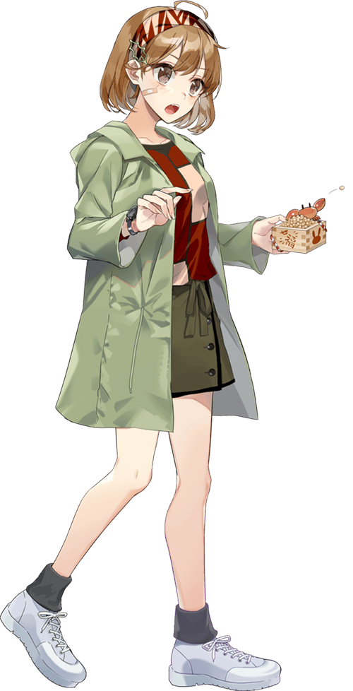 1girl 1other animal bandaid bandaid_on_face beans blush brown_eyes coat crab drew_(drew213g) full_body green_coat green_skirt kantai_collection light_brown_hair long_sleeves masu oboro_(kancolle) oboro_(setsubun)_(kancolle) official_art open_clothes open_coat pet shoes short_hair skirt sneakers transparent_background white_footwear